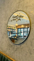 "cuz a snacc like you deserves a snack like this" Round Orange Cafe Mirror (Pre Order)