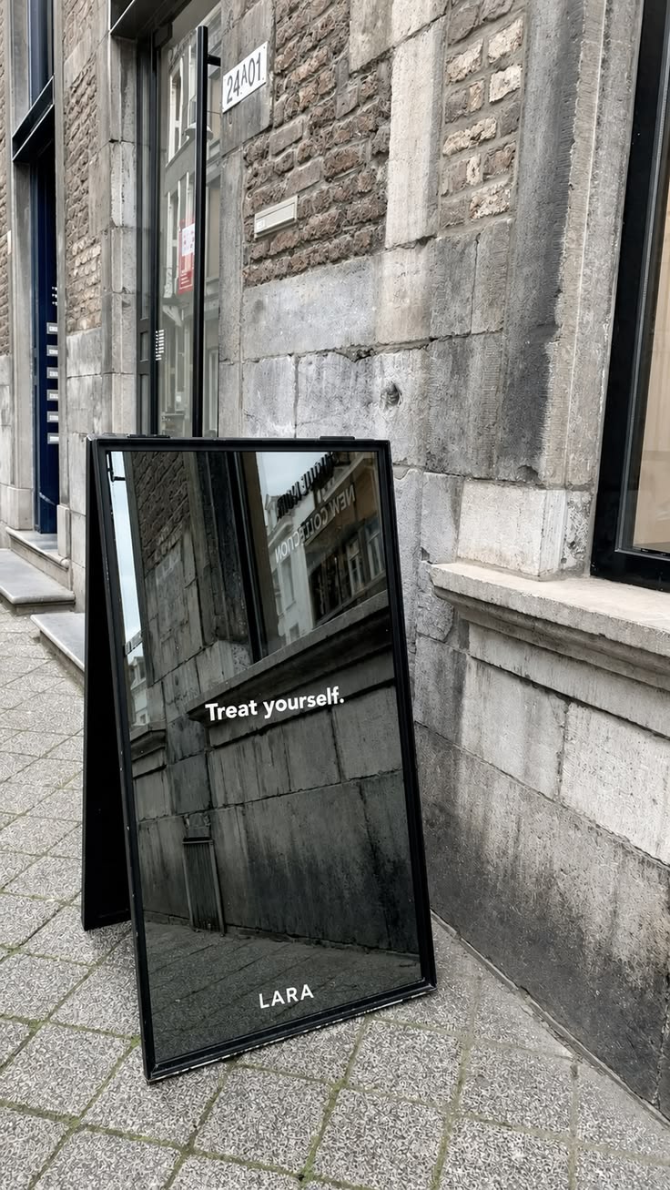 Side way Sign Silver Floor Display Board Mirror
